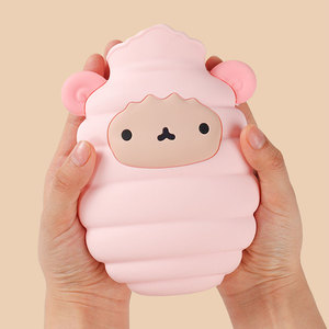 Venta al por mayor lindo Cordero en forma de duradero estómago caliente de silicona bolsa de agua caliente a prueba de explosiones bolso caliente con tapa - Product Image 3