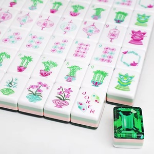 En Stock: Juego de Mahjong Americano Moderno y Lujoso, Portátil, de Cuatro Capas, con Fichas de Acrílico Verde Esmeralda - Product Image 4