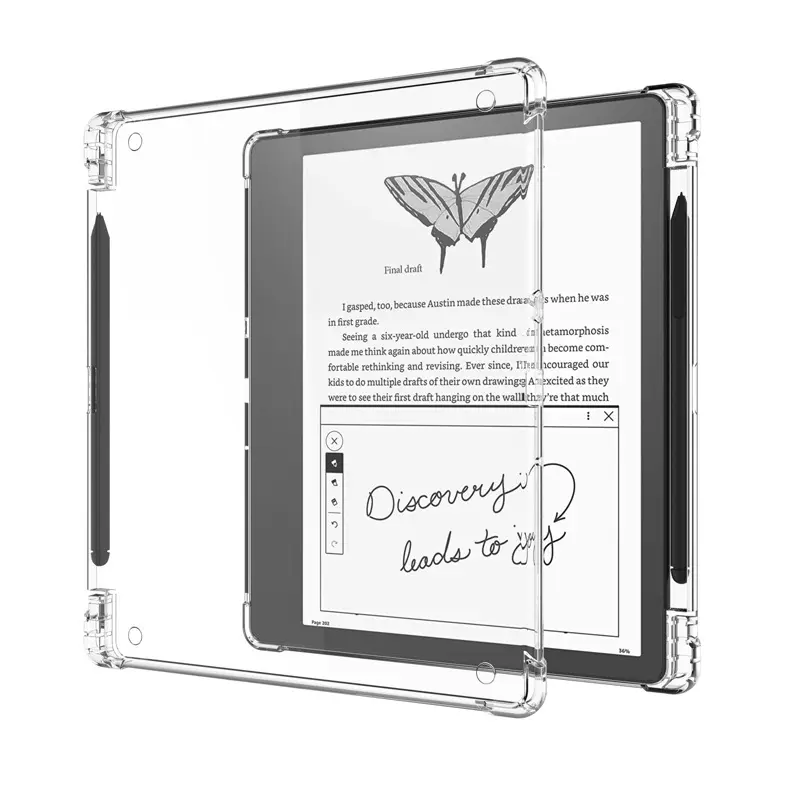 Case For Kindle Scribe 10.2 Shockproof Cover Transparent Clear Protective Cases with Pen Slot Holder For Kindle Scribe 10.2