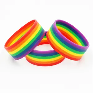 Оптовая продажа Радужный силиконовый браслет LGBT браслет пара резиновые радужные браслеты