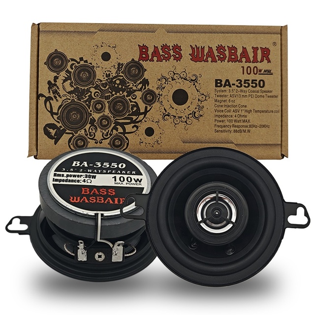 BA-3550 2 PCS 12V Iron Coaxial Speaker 100W Max 3.5" 2 Way High Quality Car Speaker for Retrofit/Upgrade Speaker Accessories