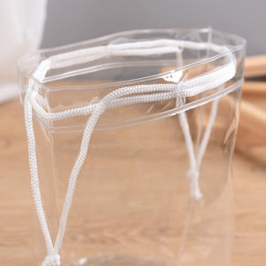 De pequeña abre plana claro personalizado impermeable de pvc fácil cordón bolsa de cosméticos - Product Image 1