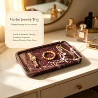 Plateau en marbre rouge Violine, pierre naturelle, plateau de vanité, plateau à bijoux, plateau à parfums, plateau de rangement décoratif pour salle de bain, hôtel