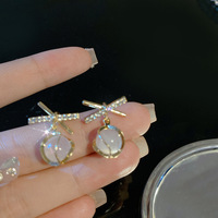 S925 argento ago Vintage opale orecchini luce lusso orecchio goccia donne strass orecchino 925 argento ago orecchino di cristallo