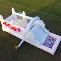 Parcours d'obstacles gonflable populaire blanc et rose pastel, château gonflable, structure gonflable de mariage pour jeux en extérieur
