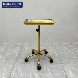 Nuovo Prodotto Wally Beauty 2025: Carrello da Salone Dorato con Vassoio Girevole in Acciaio Inossidabile - Product Image 3