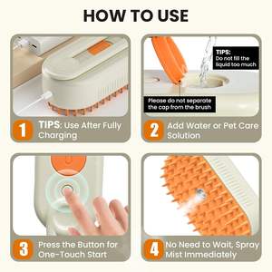 猫と犬のための新しいカスタムロゴ3-in-1セルフクリーニング犬猫用スチームグルーミングブラシソフトプラスチックペット脱毛櫛 - Product Image 3