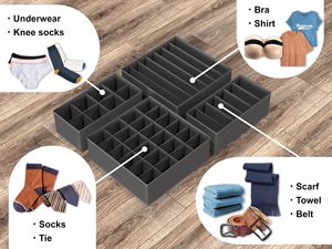 4 Set Foldable Fabric Underwear <b>Drawer</b> Organizer Dividers <b>for</b> Closet Organization and <b>Storage</b> - Product Image 3