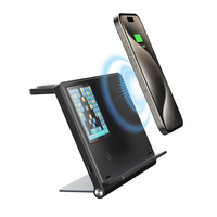 2024 3-in-1 Opvouwbaar Draadloos Aluminium Desktop Oplaadstation 15W Snelladen LED Licht Wekker Mobiele Telefoon Horloge