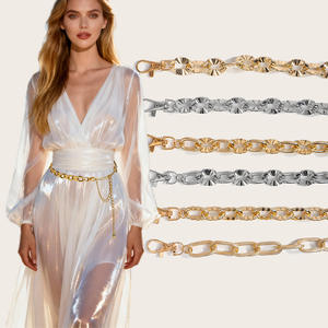 Yeni Punk Bel Zinciri Kemerleri Kadınlar Metal Zincir Bel Bağı Kemer Gümüş Altın Renkler Oval Parça Bağlantılı Boncuklu Asılı Vücut Zinciri Kemer - Product Image 1