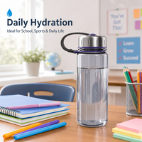Bouteille d'eau en plastique transparente Tritan de 12 oz sans BPA, réutilisable, anti-fuite, avec poignée, pour l'école, la voiture, les voyages, cadeaux pour enfants