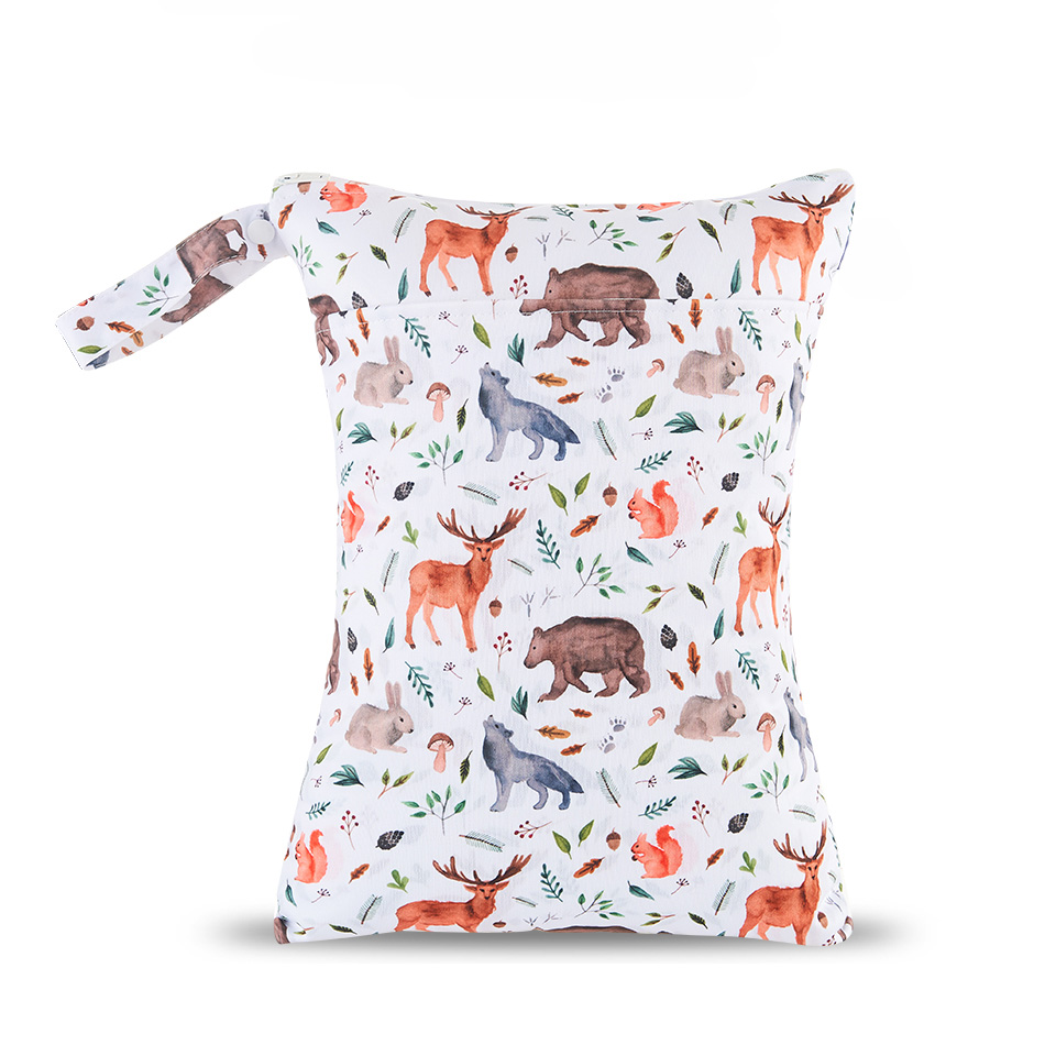 Многоразовая модная влажная сумка для подгузников Happyflute, водонепроницаемая сумка с двумя карманами и двумя молниями для подгузников