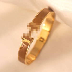 Bracelet en acier inoxydable plaqué or et argent - Cadeau unisexe tendance pour anniversaire avec lettre H sertie dans un cadre certifié - Product Image 3