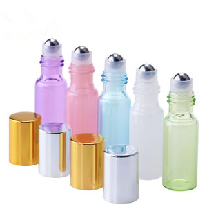 Botella de rodillo con tapa de plata/oro para <span class=keywords><strong>perfume</strong></span>/aceite esencial, 5ml, <span class=keywords><strong>perla</strong></span>, verde, azul, blanco, Morado, <span class=keywords><strong>Rosa</strong></span>, dorado - Product Image 4