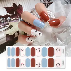 Adesivo de unha em gel semi curvado, 20 tiras adesivas de esmalte em gel real