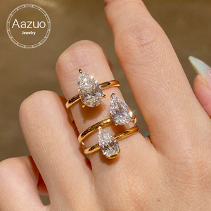 เพชร Aazuo Luxury Lab Grown 1.0 กะรัต 2.0 กะรัต แหวนหมั้นทองคำแท้ 18K สีเหลืองทอง ของขวัญสำหรับงานแต่งงานของผู้หญิง คุณภาพสูง - Product Image 1