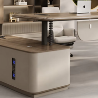 Bureau de direction moderne en L, en bois, réglable en hauteur, pour usage commercial, avec rangement, design élégant et durable