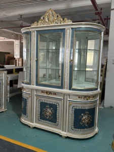 Armadietto del vino francese di lusso-stile sontuoso in legno massello dipinto a mano con guscio dorato intarsiato classico <span class=keywords><strong>mobili</strong></span> antichi - Product Image 5