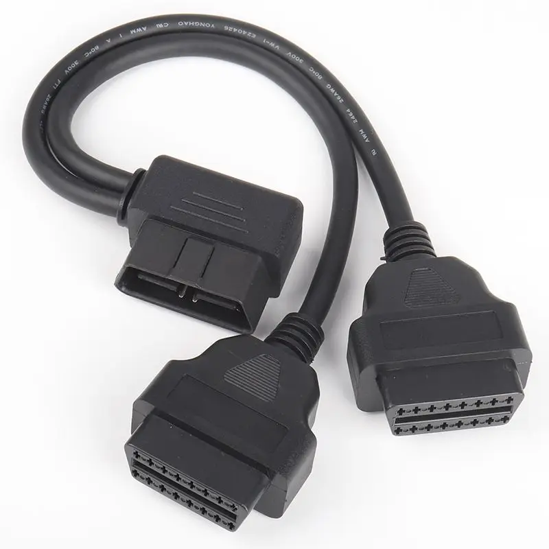 L-type OBD2 CABLE Y type extension wire elbow 90 degrees, adapter wire 16 pins, 16 cores, 0.3m