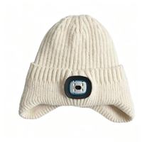 Bonnet tricoté unisexe avec lampe frontale LED rechargeable par USB et cache-oreilles, personnalisable avec logo, de notre usine avec 17 ans d'expérience