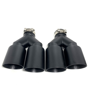 1 Paire (G+D) de doubles embouts d'échappement noirs en acier inoxydable, système de tuyaux d'échappement universels, silencieux pour BMW, Benz, <span class=keywords><strong>Golf</strong></span> <span class=keywords><strong>7</strong></span> - Product Image 1
