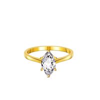 Bague de fiançailles en argent sterling 925 plaqué or rhodié, bijoux fins, moissanite taille marquise 1 carat
