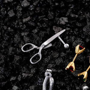 All'ingrosso alla moda in acciaio inox disegno di <span class=keywords><strong>serpente</strong></span> <span class=keywords><strong>orecchini</strong></span> <span class=keywords><strong>con</strong></span> zircone placcato oro borchie stile forbici - Product Image 4