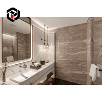 Suites d'hôtel de luxe à fenêtre panoramique cinq étoiles, chambre double, lit king-size rembourré en bois de chêne écologique, dressing avec éclairage LED