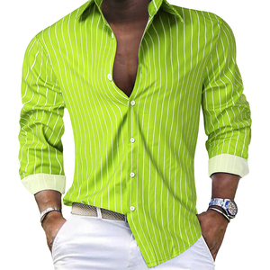 Chemise décontractée pour homme à manches longues, col rabattu, anti-boulochage, en polyester, taille européenne pour adulte - Product Image 2