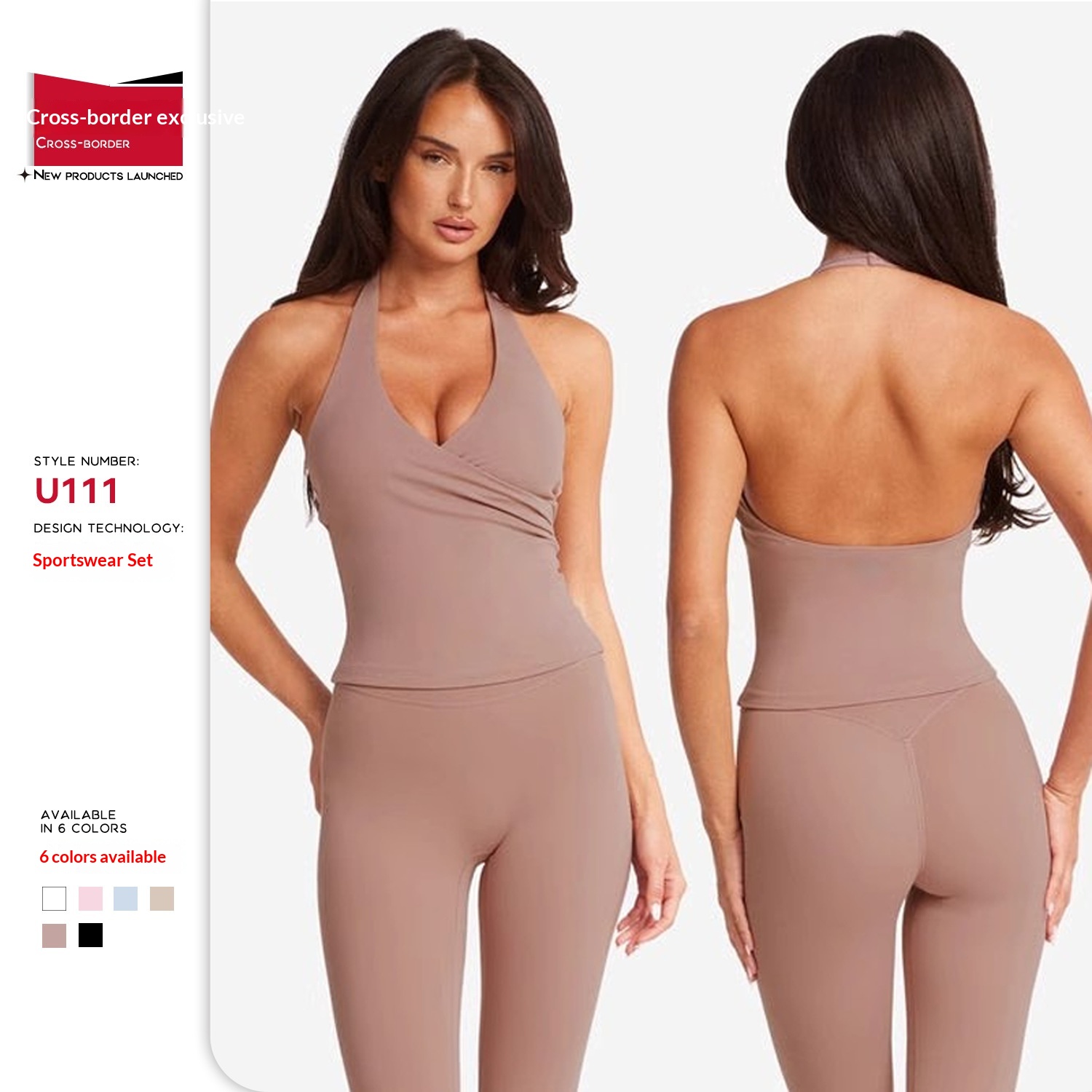 Cross-Border V-Neck Cross-Over Halter Neck Yoga Vest Fixed Chest Pads Women's Sleeveless Tight-Fitting Nylon Sports Fitness