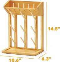 Égouttoir à biberons en bambou, type sur pied, non pliable, simple, peu encombrant, avec capacité de 9 biberons, organisateur de rangement