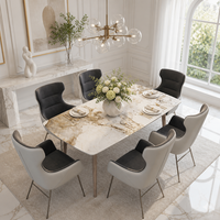 Table en pierre frittée aspect marbre, haute dureté, résistante aux chocs, ensemble de salle à manger moderne pour appartement, vendable