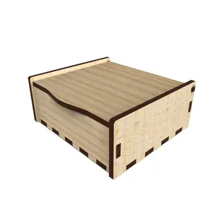 Caja de almacenamiento personalizada con corte láser, caja de madera sin terminar