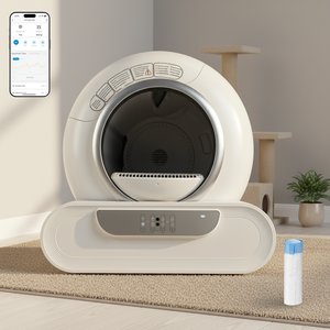 Grande litière <span class=keywords><strong>automatique</strong></span> pour chat avec application de contrôle à distance, auto-nettoyante, intelligente, moniteur de santé, bac à litière pour chat - Product Image 1
