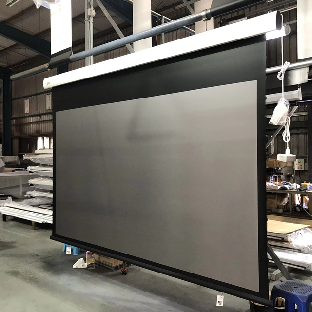 New Listing 4K ALR Black Crystal Tab-Tension Luxury Electric Projector Screen Wall Mount & Ceiling Motorised Projection Screen