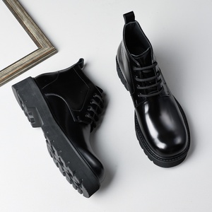 New Luxury Men's Lace up <b>Platform</b> Leather <b>Boots</b> Fashionable Outdoor Work <b>Boots</b> with Comfortable Soles Business Leather <b>Boots</b> - Product Image 1