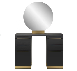 Silla de salón a medida para estilista, estación de salón de MDF con marco dorado, juego de espejos para peluquería - Product Image 2