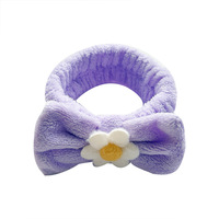 Headband Flanel Serap Air Bordir Motif Bunga Gaya Eropa-Amerika Unisex untuk Wanita, Cocok untuk Mencuci Muka dan Olahraga; Pasokan Langsung