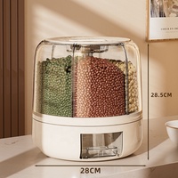 Récipient de stockage d'aliments rotatif moderne à 6 grilles Distributeur de grains de céréales en plastique étanche à l'humidité de qualité alimentaire