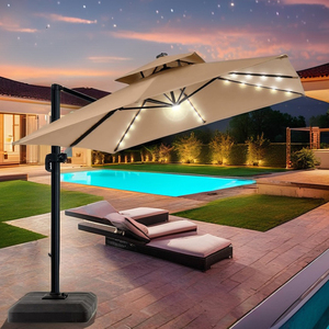 ร่มสนามทรงสี่เหลี่ยมทันสมัย หรูหรา ทนทาน กันน้ำ กันลม พร้อมไฟ LED พลังงานแสงอาทิตย์ สำหรับสวนและลานบ้าน - Product Image 1