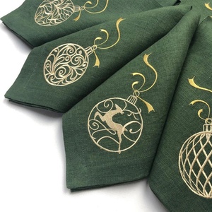 Christmas Embroidered <b>Linen</b> <b>Cloth</b> Napkins for Hotel Pure <b>Linen</b> Placemat Natural Organic <b>Table</b> <b>Linen</b> for Festival Home Party - Product Image 4