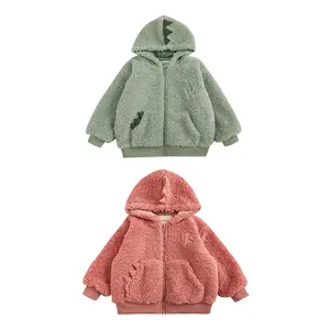 Fabrikant Winter Warme Overjas Sherpa Fleece Jas Kids Faux Bont Designer Jas Kids Jongens Met Capuchon Dikker Kinderen Bovenkleding