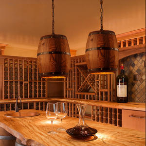 Lámpara Colgante de Estilo Industrial Retro Americano <span class=keywords><strong>para</strong></span> Bar o Cafetería, Decoración con Barril de Madera, Lámpara Colgante con Forma de Barril de Vino - Product Image 5