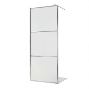 Paroi de douche en verre ESG givré 35,4x76,8 pouces avec cadre, écran de douche minimaliste finition argent - Product Image 1