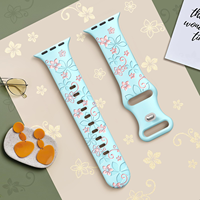 Gelang jam tangan pintar olahraga silikon, gelang jam tangan pintar ukiran bunga untuk jam tangan Apple IWatch 10 4 5 6 7 8 Ukuran 41/45/42/46/49mm