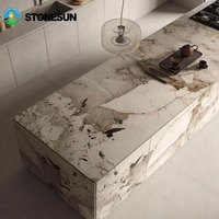 Dalles de comptoir décoratives en marbre Pandora de luxe StonSun avec LED pour la décoration intérieure des hôtels, cuisines et salles de bain