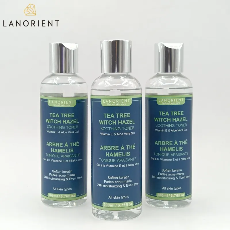 LANORIENT herbal Label Natural Tea Tree Witch Hazel water Soothing anti acne Toner for unisex