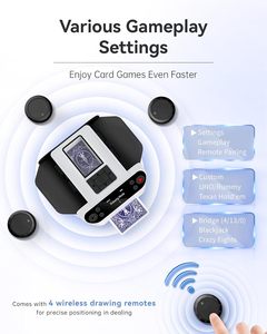 Mélangeur et distributeur de cartes automatique 2-en-1, 2 jeux, rotation à 360°, rechargeable, pour <span class=keywords><strong>UNO</strong></span>, Poker, <span class=keywords><strong>Phase</strong></span> <span class=keywords><strong>10</strong></span> avec 12 joueurs - Product Image 3