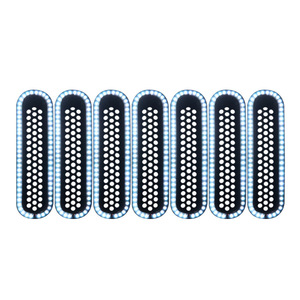 Jeep Grill Insert 7-Piece White Led Light Strip <b>Plastic</b> <b>Mesh</b> Cover For Jeep Wrangler Retrofit Upgrade - Product Image 1