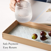 Plateau en bois de hêtre et noyer avec fond en verre créatif luxe moderne nordique café pain thé